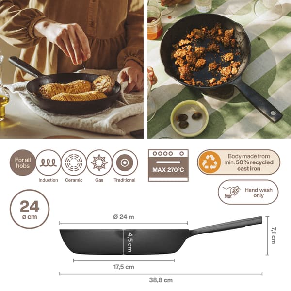 Fiskars Folken Gjutjärnspanna, 24 cm