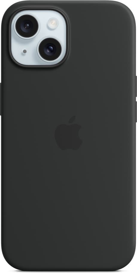 Apple iPhone 15 silikonfodral med MagSafe, svart