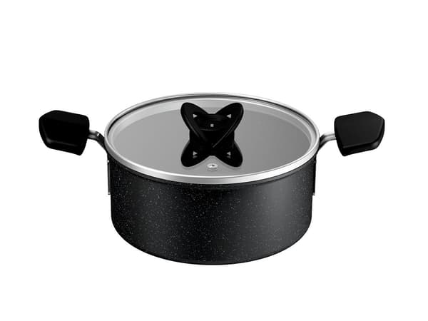 Tefal Excell Cook kastrull, 20 cm/2,7 l, glaslock, svart