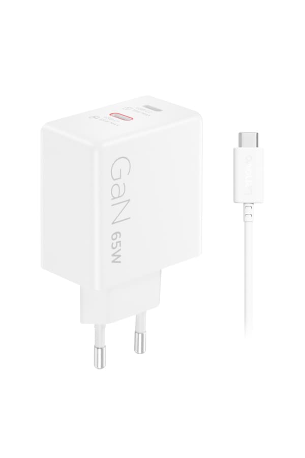 Lenovo Dual USB-C 65W GaN-laddare, vit