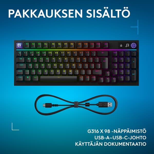 Logitech G316 X 98 gamingtangentbord, svart