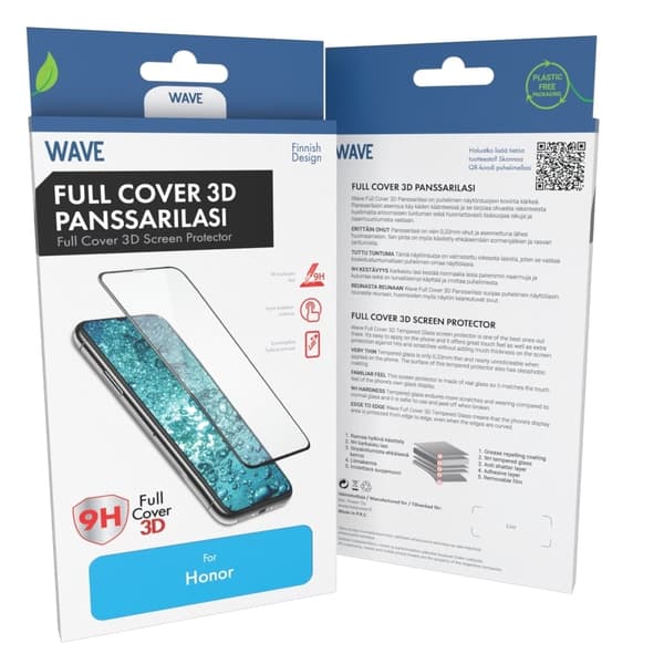 Wave Full Cover 3D Pansarglas, Honor 400 Pro, Svart Ram