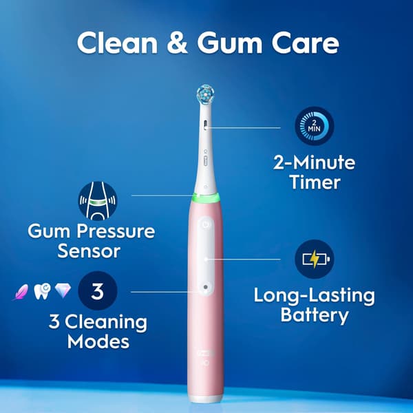 Oral-B iO3 eltandborste, rosa + resefodral