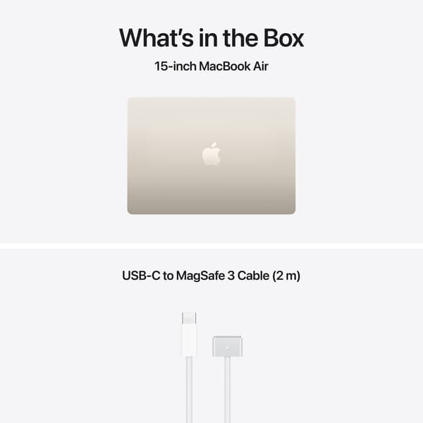 Apple MacBook Air 15" M5 16 GB, 2 TB bärbar dator, stjärnvit