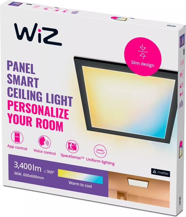 WiZ Panel Ceiling 36W 27-65K TW takplafond, svart