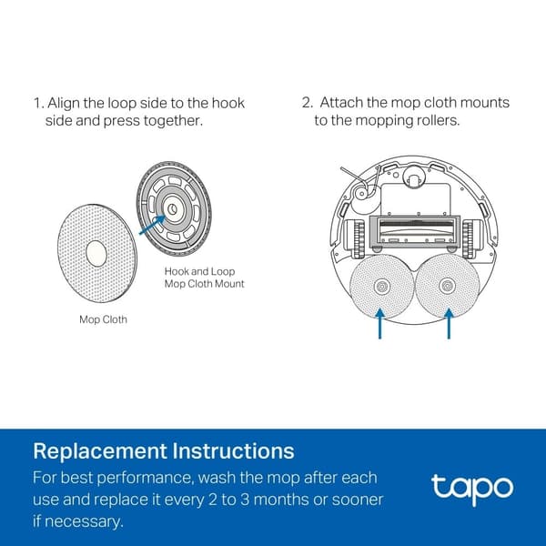TP-Link Tapo RVA310 tvättbar mopp, 6 st