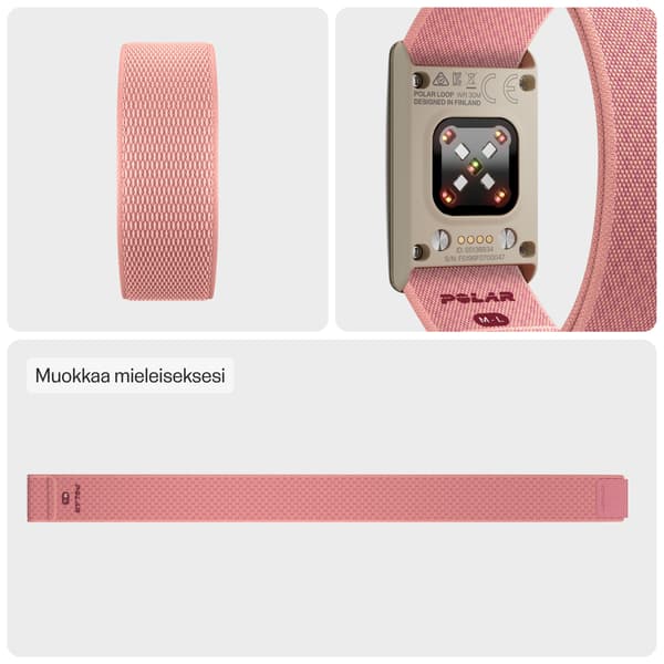 Polar Loop armband, S-L, ljusrosa