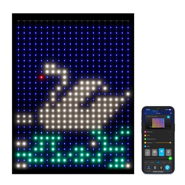 Govee Wi-Fi & Bluetooth Gardin LED-ljusslinga, 2000 mm