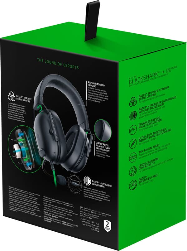 Razer Blackshark V2 X gaming-headset, svart