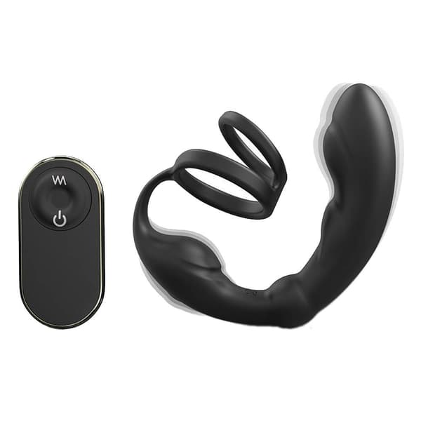 P-Ring prostatamassager med dubbla penisringar, vibration och fjärrkontroll