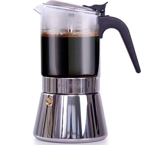 veohome moka pot 360ml 7 koppar silver