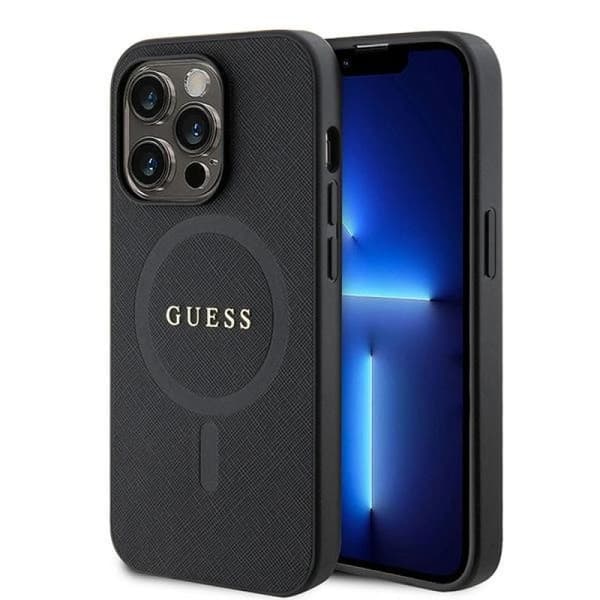 Guess Saffiano iPhone 15 Pro Max MagSafe svart