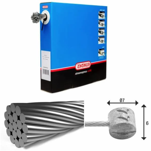 Elvedes 1x19 bremsekabel i rustfrit stål 2000mm