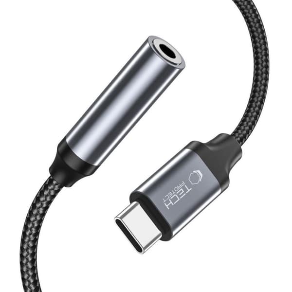 Tech-Protect ultraboost-adapter usb-c mini jack 3.5mm musta