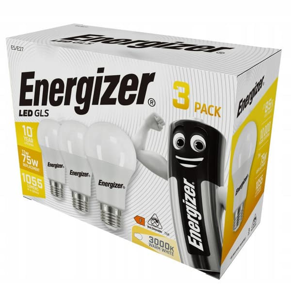 Energizer LED-lampe E27 1055lm 11W varmt lys 3-pak
