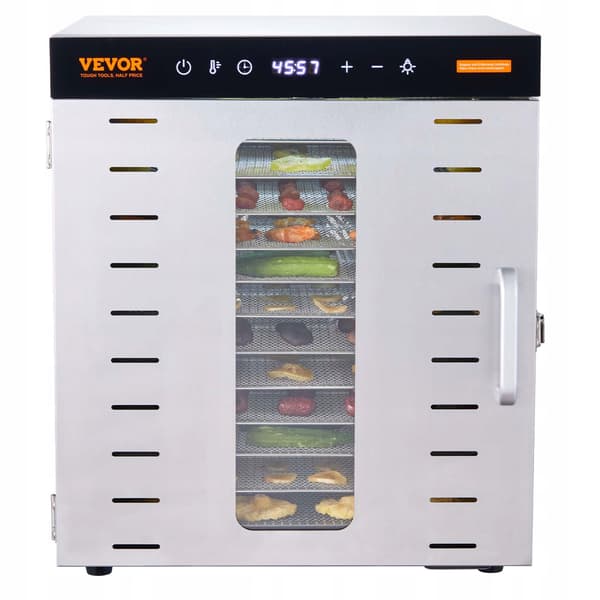Vevor ss10x fødevare dehydrator 1000W 10 hylder Sølv/Grå