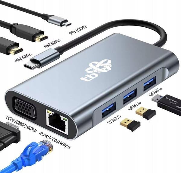 tb-print USB C 8-i-1 Adapter Grafit moderne