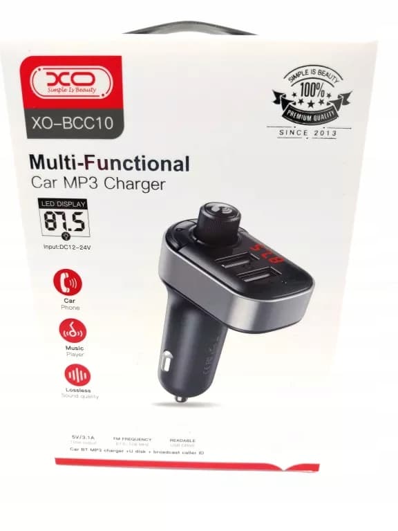 XO bcc10 FM-sändare Bluetooth 3.1A svart