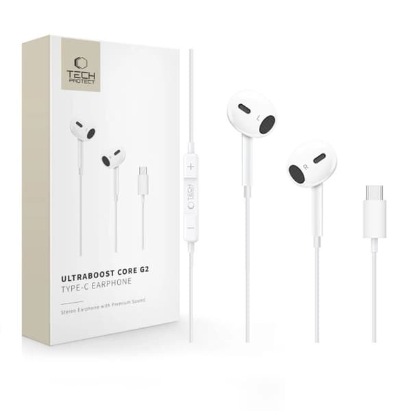 Tech-Protect Ultraboost Core G2 USB-C Hörlurar Vit