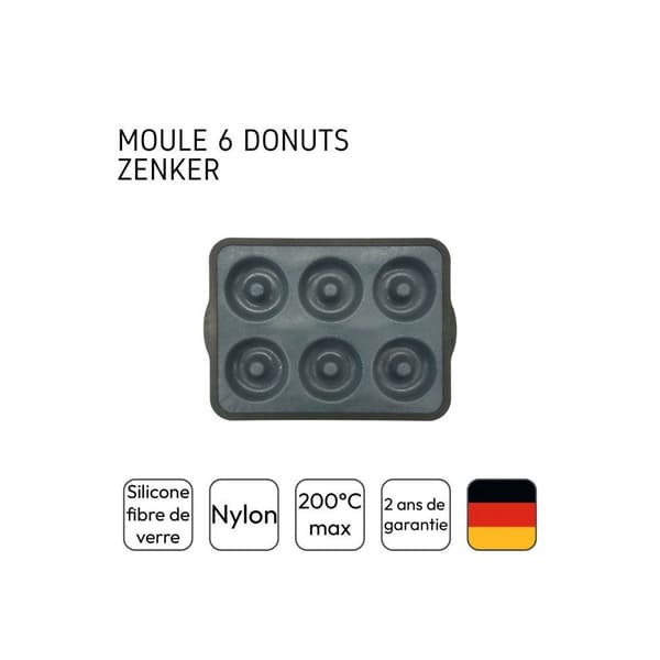 Zenker 685539 silikone donutform sort 36x26cm 6 donuts