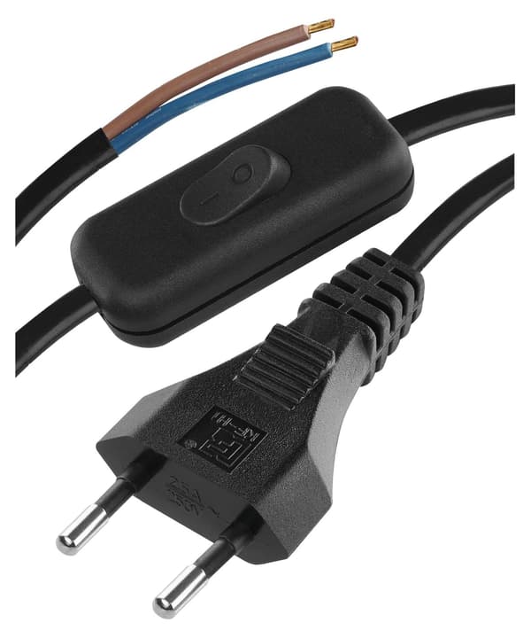 Emos KF-H1/S051E4 strømkabel 2x0.75mm 3m sort med switch