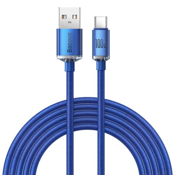 Baseus Crystal Shine USB-A till USB-C kabel 100W 2m Blå