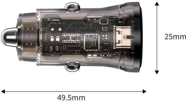 Tech-Protect CC01 sort biloplader med 2 porte (USB-A og USB-C)