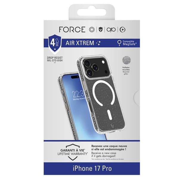Force Case air xtrem läpinäkyvä glitterillä