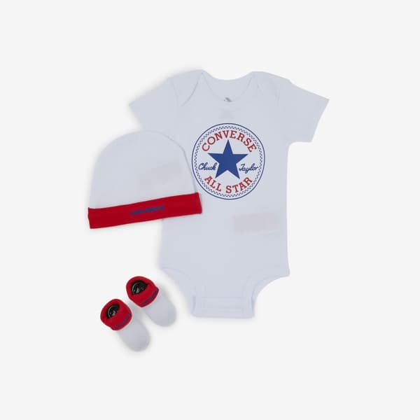 Converse classic infant hat bodysuit set White/Red