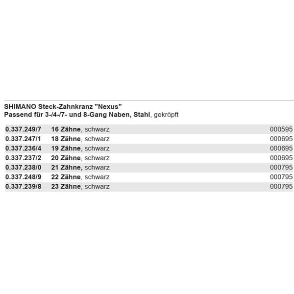 Shimano Nexus kædekrans 23t sort