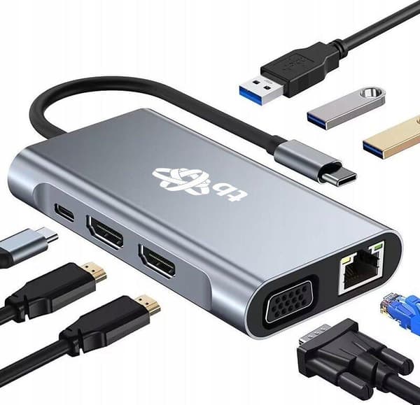 tb-print USB C 8-in-1-adapteri grafiitti moderni