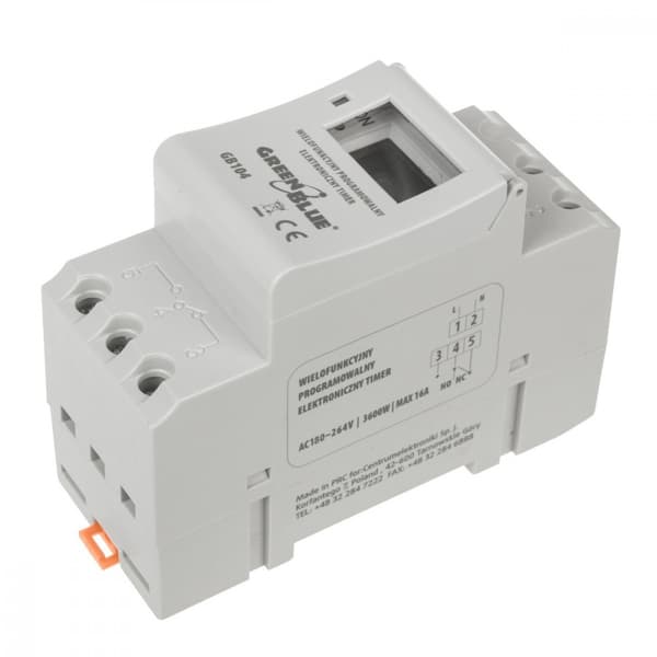 GreenBlue GB104 digital timer til DIN-skinne med 16 programmer