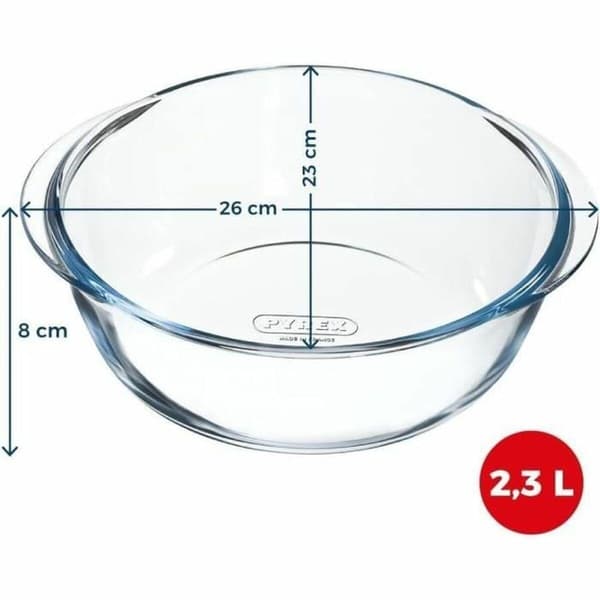 Pyrex rund bageform 26 cm borosilikatglas 2,3 l