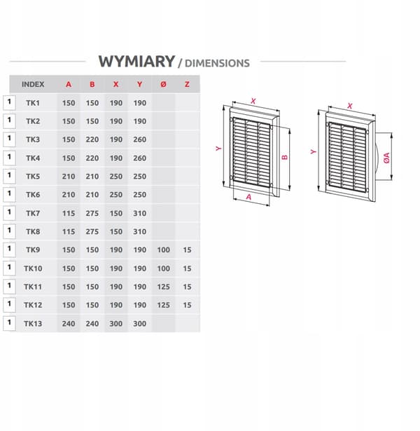 Awenta tk3 ventilationsgitter hvid 190x260mm