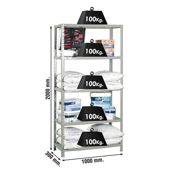 Simonrack Comfort Plus 5/300 mørkegrå 100 kg pr. niveau