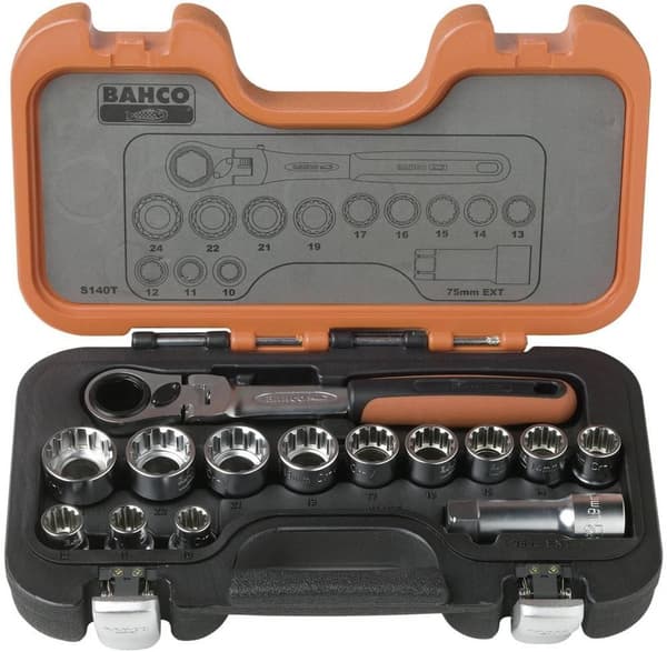 Bahco s140t socket wrench set 14 delar