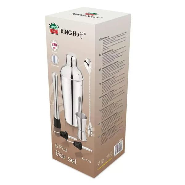 King-Hoff Cocktail Sæt 6 dele i rustfrit stål med shaker 750 ml