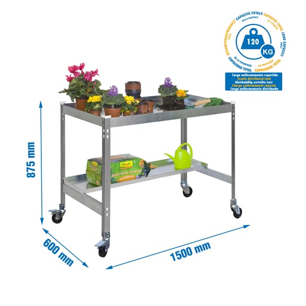 Simonrack desk mobile grå potting table