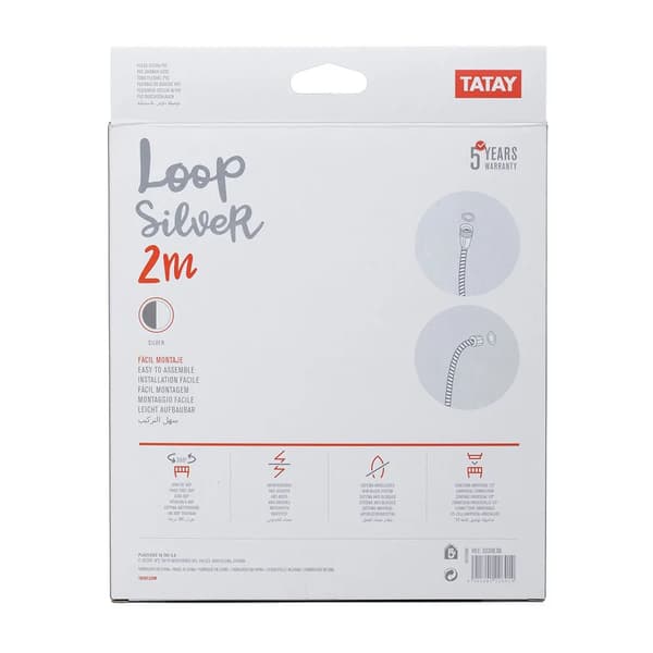 Tatay loop sølv bruseslange PVC 2m sølv