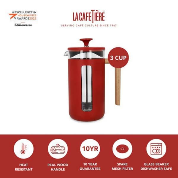 La Cafetière Pisa rød 3 kopper