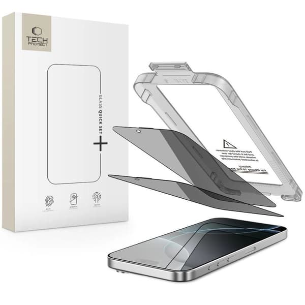 Tech-Protect Quick Set Spy+ Privacy Glass 2-pack til iPhone 16 Pro