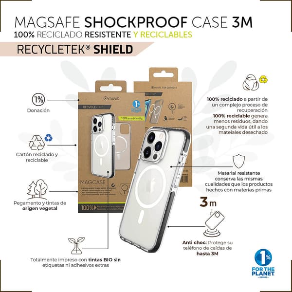 Muvit recycletek magsafe shockproof transparent/svart