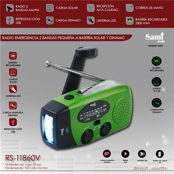 Sami emergency radio 2 bandas batteri sol dynamo