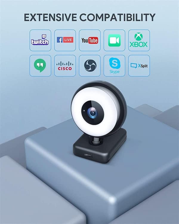 Wemiss CM-A2 Stream Webcam HD med cirkulær belysning og CMOS-sensor