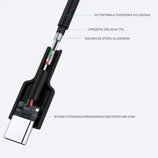 Aukey CB-CA2 USB-A till USB-C kabel 2 meter svart