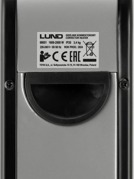 Toya Lund 2000W sort konvektorvarmer