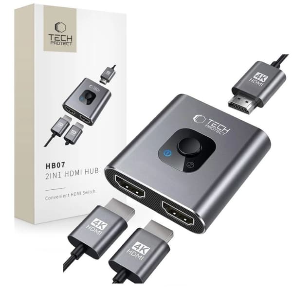 Tech-Protect hb07 HDMI Hub -adapteri Harmaa 4K 60Hz