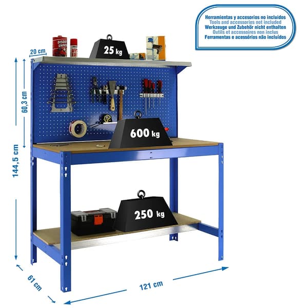 Simonrack bt3 1200 arbejdsbænk blå/træ