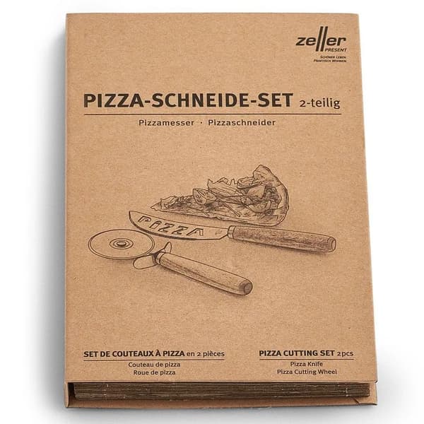 Zeller pizzaskærer sæt Brun/Sølv