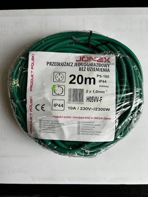 Plastrol ps-160 förlängningssladd 20m grön
